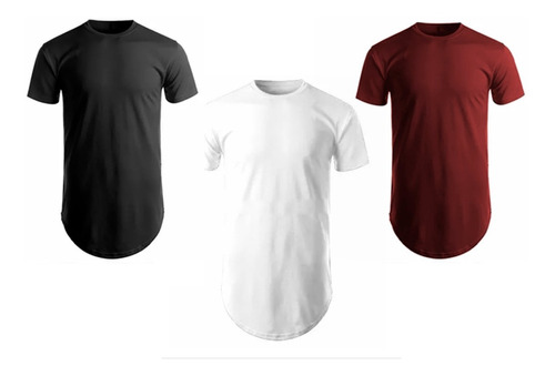 Kit 3 Camisetas Basicas Largas Long Urban