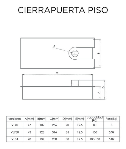 Brazo Gato Hidraulico Cierra Puerta De Piso Visalock (80kg)