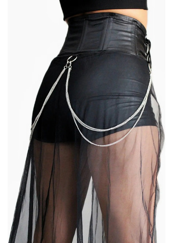 Sobrefalda Corset 2 En 1 Valkyria Metal Rock Dark Gotico Negro Xl
