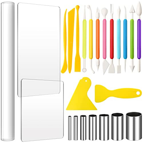 24 Pieces Clay Diy Tool Set, Acrylic Clay Roller, Acryl...