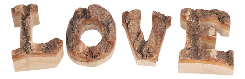 Bloques De Madera Con Forma De Amor Retro, 4 Unidades, Letra