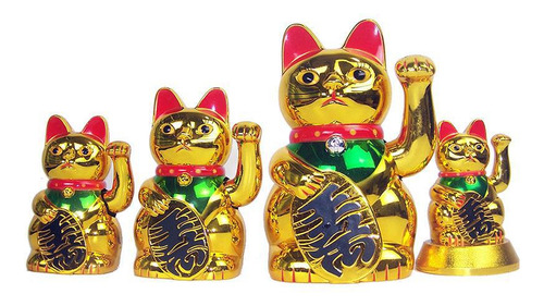 Golden Cat Gold Maneki Neko Cute Lucky Cat Electric De 6 Pul