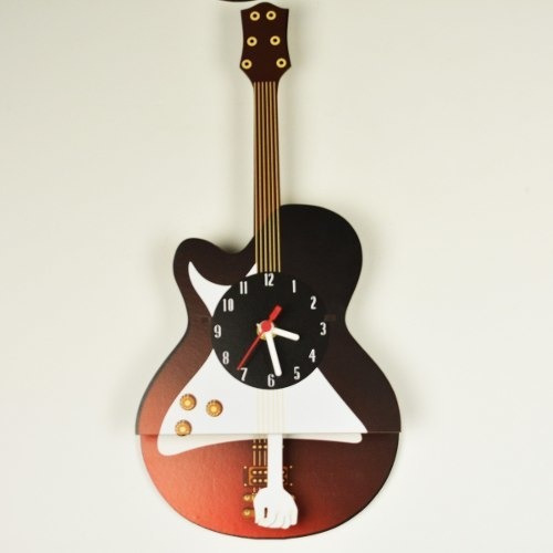 Relógio de parede musical moderno com pêndulo para guitarra