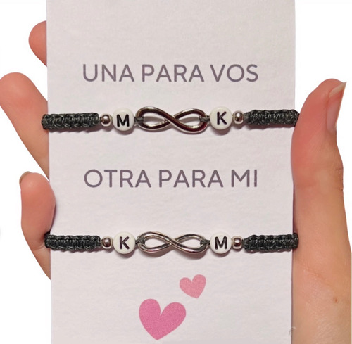 Pulseras Con Infinito E Iniciales Para Compartir Parejas A Eleccion 50.8 Cm 1.016 M