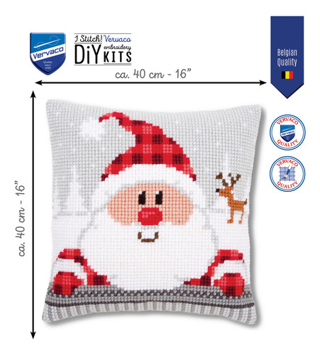 Kit De Almohada Navideña De Punto De Cruz Con Diseño De Sant