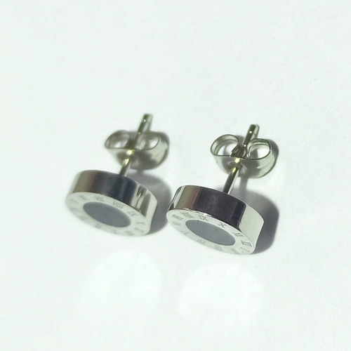 Imagen 2 de 4 de Aros Acero Quirúrgico Con Onix Nros Romanos 10mm Garantía