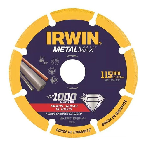 Disco De Corte 4.1/2 Pol (115 Mm) Metalmax Irwin