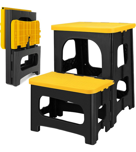 Taburete Plegable De 2 Escalones, Reposapiés Portátil Antide