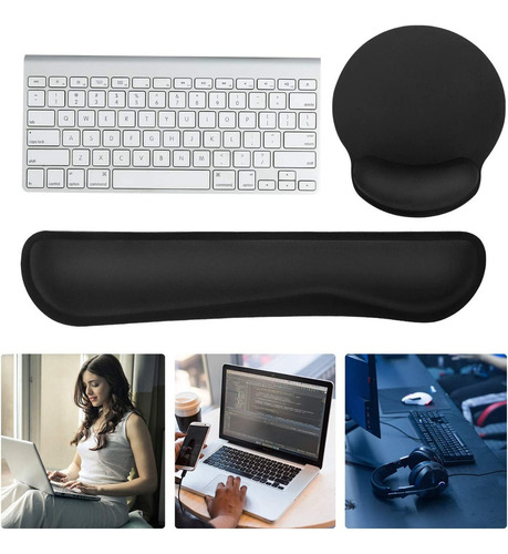 - Teclado Muñeca Reposamuñecas Mouse Alfombrilla Color Negro