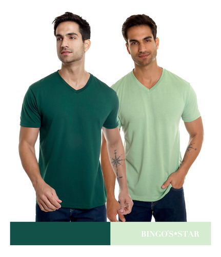 Set Playeras 2 Pzas.cuello V Para Hombre Bingos Star,