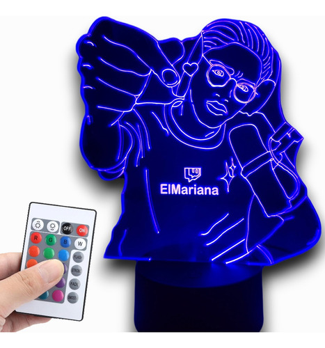 Lampara Led Elmariana Streamer Regalo Fan + Control16colores Negro