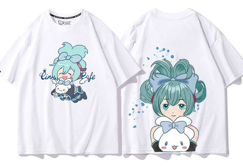 Playera De Manga Corta Del Cantante De Miku And Cinnamoroll