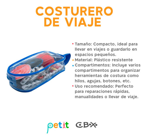 Costurero De Viaje Cbx Manija Kit Costura Portátil Compacto