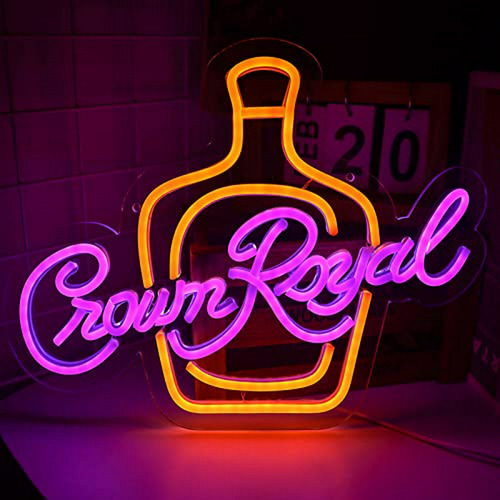 Letrero Led Whiskey Vinray Crown Para Bar.