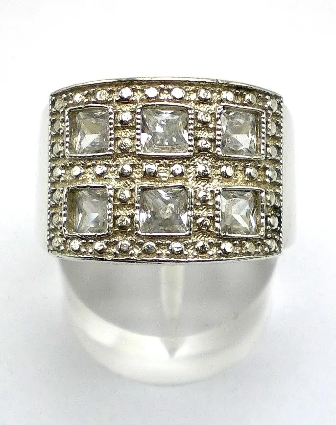 Anillo De Plata 925 Y Zafiros Blancos Prince