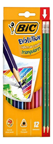 Lapices De Colores Bic Evolution 12 Piezas Hexagonal Largos