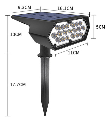 Lámpara De Pared Solar Landscape Spotlights De 19 Led