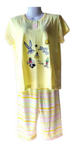 Pijama 2 Piezas De Mujer - Amarillo - Estampado ( M)