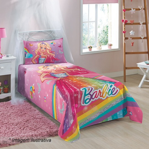 Jogo De Cama Princesa Barbie Reino Do Arco-iris Menina