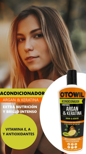 Imagen 7 de 9 de Kit Shampoo + Acondicionador De Keratina Y Argan X410ml