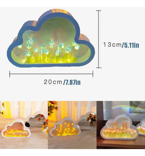 Luz Nocturna Con Espejo De Tulipán De Nube Para Dormitorio