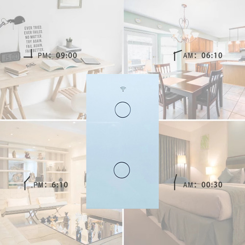 Interruptores De Luz De Pared Táctiles Wifi Smart, 2 Gang