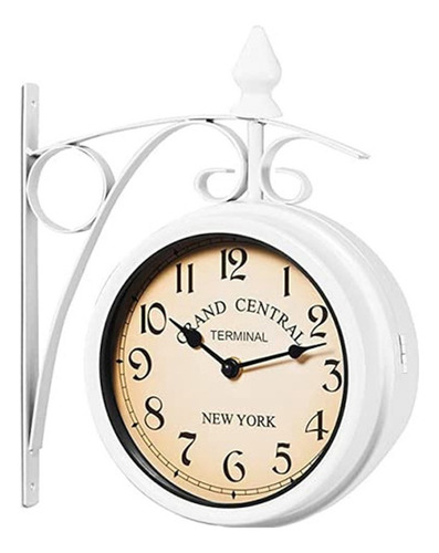 Reloj De Estación Retro De Doble Cara Con Suspensión Redonda