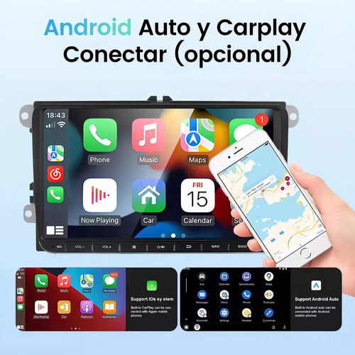 Gearelec Autoestéreos Pantalla Carplay 9 Pulgadas 4gb 64ggb Android Auto Wifi Bluetooth Gps Soporte Amplificador Subwoofer Con Cámara Para Vw Volkswagen Jetta Bora Vento Polo Skoda Seat