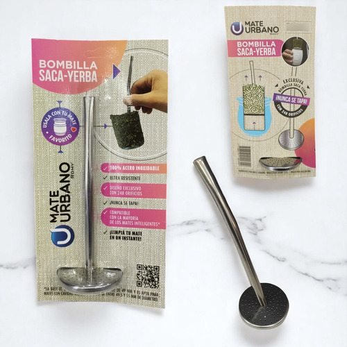 Bombilla Mate Limpia Fácil Acero Inoxidable Saca Yerba Acero