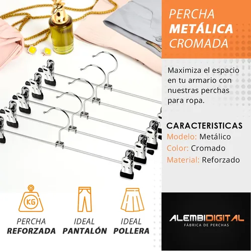 Perchas Para Pantalones Polleras Pack 20 De Metal Con Broche