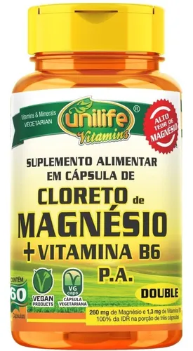 comprar Cloruro de magnesio Pa con vitamina B6 800 mg 60 cápsulas - Unilife