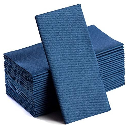 Navy Napkins | Linen Feel Disposable Cloth Like Paper D...