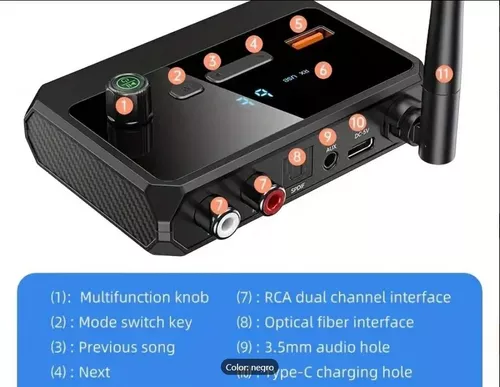 Transmisor Receptor Bluetooth 5.3 Largo Alcance Adaptador Audio Estereo  Para TV