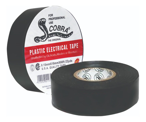 Teipe Negro Cobra - Aislante Eléctrico - Pack De 2 Unidades