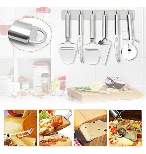 Juego De 4 Cuchillos De Queso Para Pizza De Acero Inoxidable