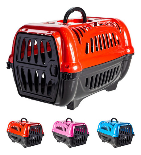 Caixa De Transporte Para Gato Cães Cachorro Coelho Pet Shop Cor Vermelho