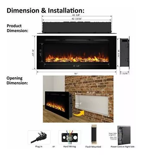 Puraflame Alice - Chimenea Eléctrica Empotrable, Montaje En