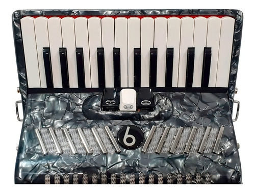 Acordeon 26 Teclas 48 Baixos Benson Preto Pérola Com Case