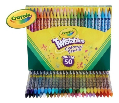 Lápis De Cor Crayola 50 Cores Twistables Não Precisa Apontar