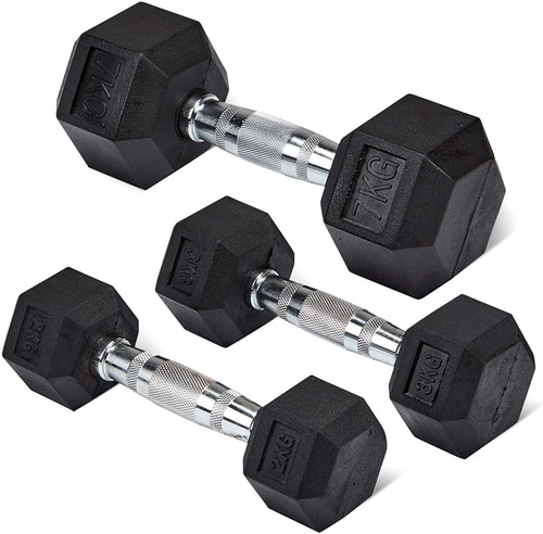 Mancuerna Hexagonal Engomada 9 Kg - X Unidad - Pesa Goma