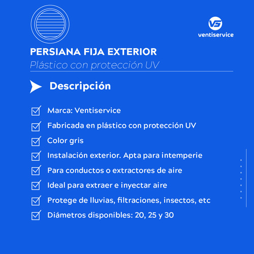 Extractor Industrial 25 Cm Reversible + Persiana + Llave Inv