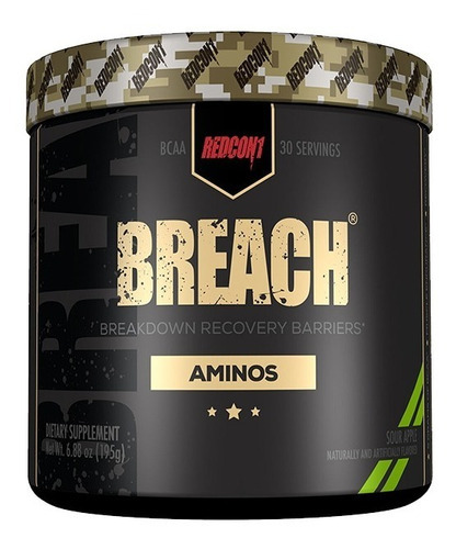 Redcon1 Breach Aminos Post-workout Bcaas 30 Servicios Sabor Sour Apple