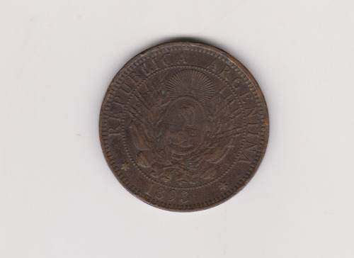 Moneda Argentina 2 Centavos Año 1893 Muy Bueno + +