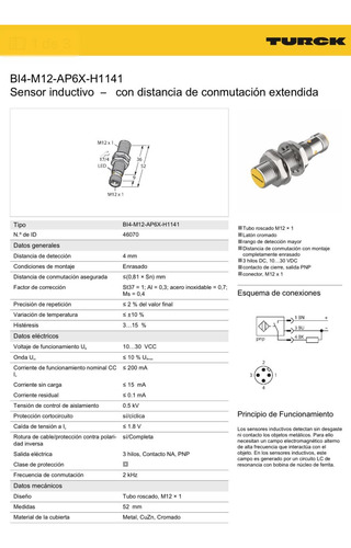 Sensor Inductivo Turck Bi4-m12-ap6x-h1141 46070