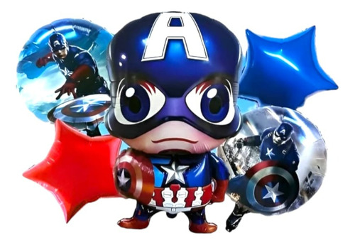 Globos Capitán America Avengers Bouquet 5 Pcs Superheroe 