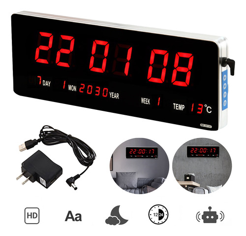 A Reloj De Pared De Aleación De Aluminio Led Digital De 36
