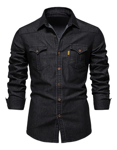 Vaqueros Camisa Masculina Slim Manga Larga