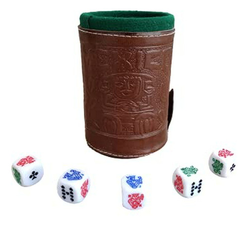 Juego De Dados De Póker De Taza Con Forro De Cuero (cubículo