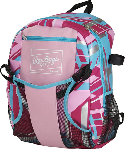 Mochila Para Béisbol Rawlings, De Poliéster, Color Rosa