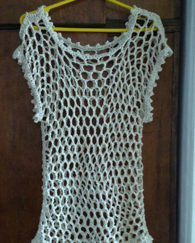 Remera - Playero Hilo Tejido Crochet Artesanal Liquido!